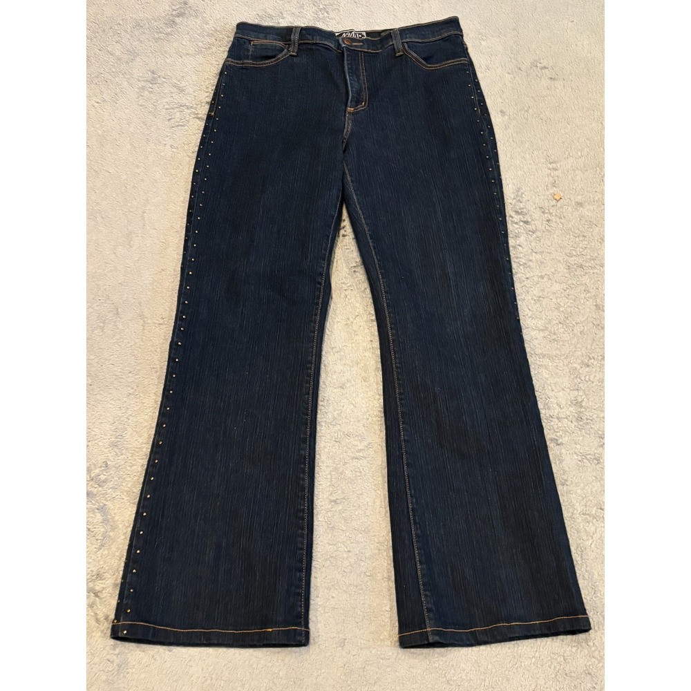 NYDJ Jeans Womens 8 Blue Denim Dark Wash Bootcut Stretch Studded Casual